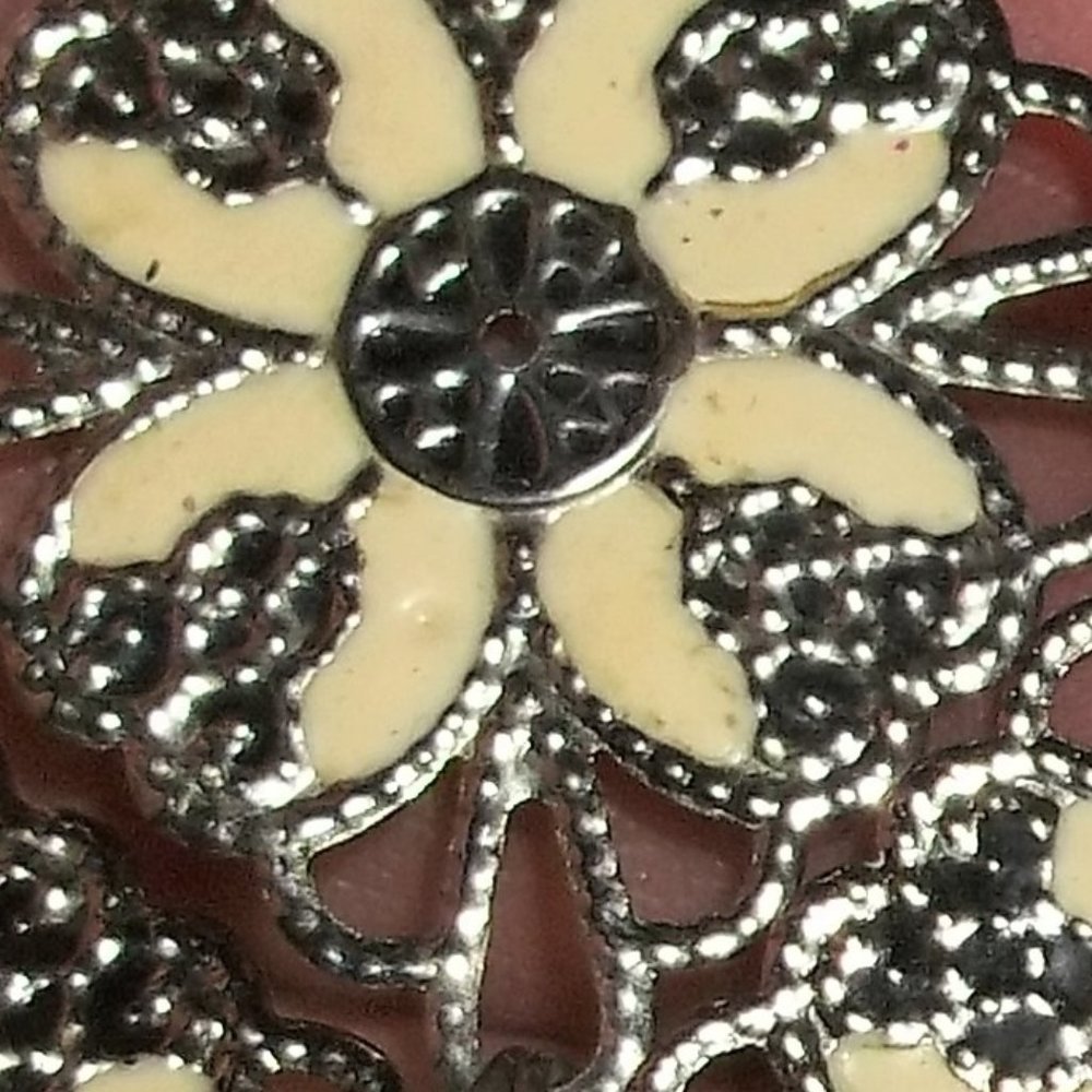 Statement Earrings Silver and Yellow Flower Floral Boho Style Jewelry Drop A340 - Picture 6 of 7